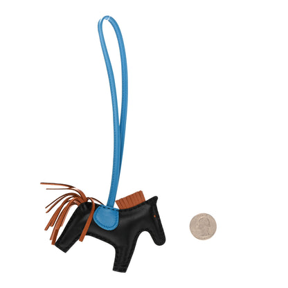 Hermes Milo Lambskin Grigri Rodeo Horse Bag Charm PM Black Gold Bleu Zanzibar 2 of 4