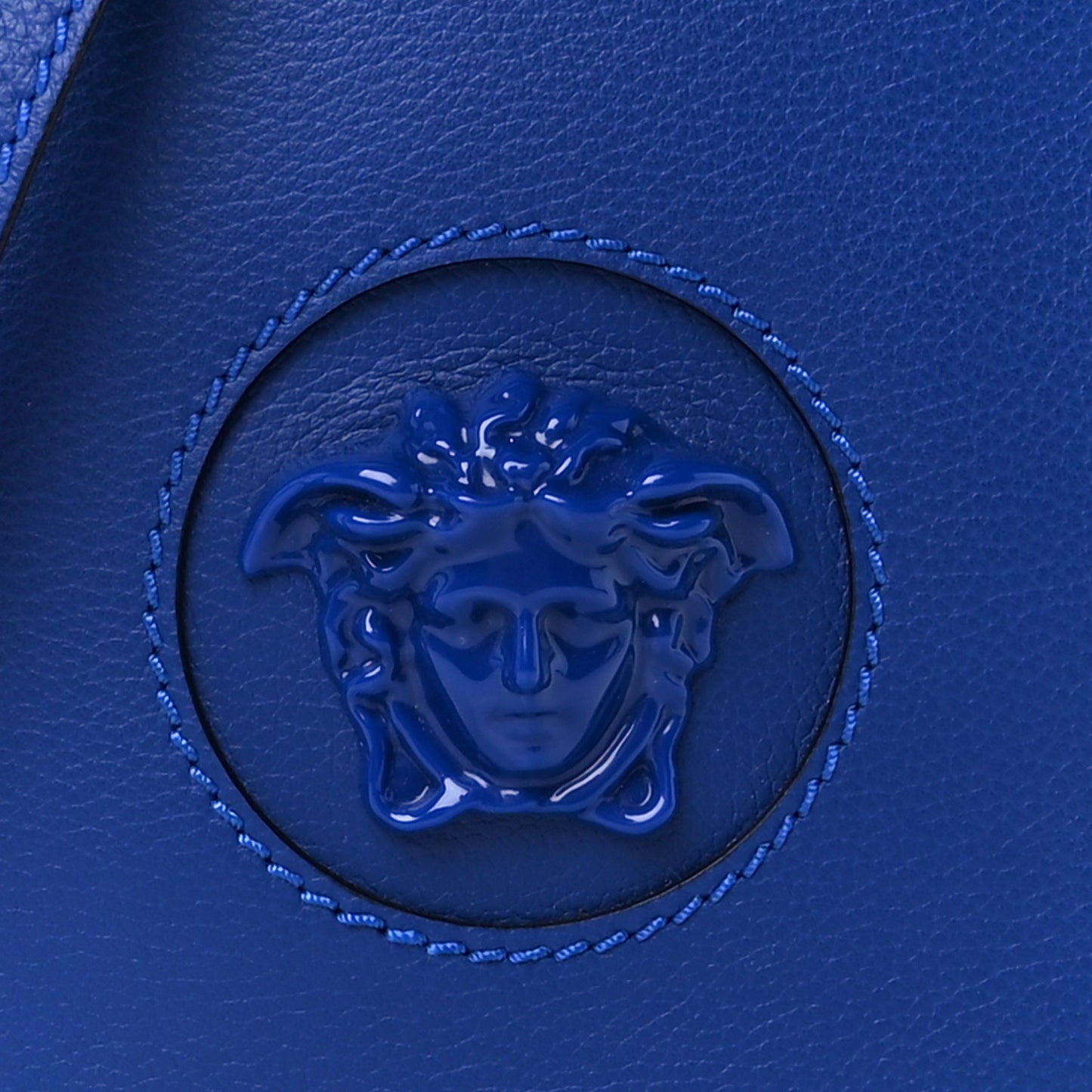 Calfskin La Medusa Round Camera Bag Blue