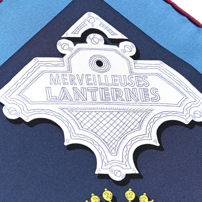 Hermes Silk Merveilleuses Lanternes Scarf 90 Marine Jaune Bleu Ciel 6 of 6
