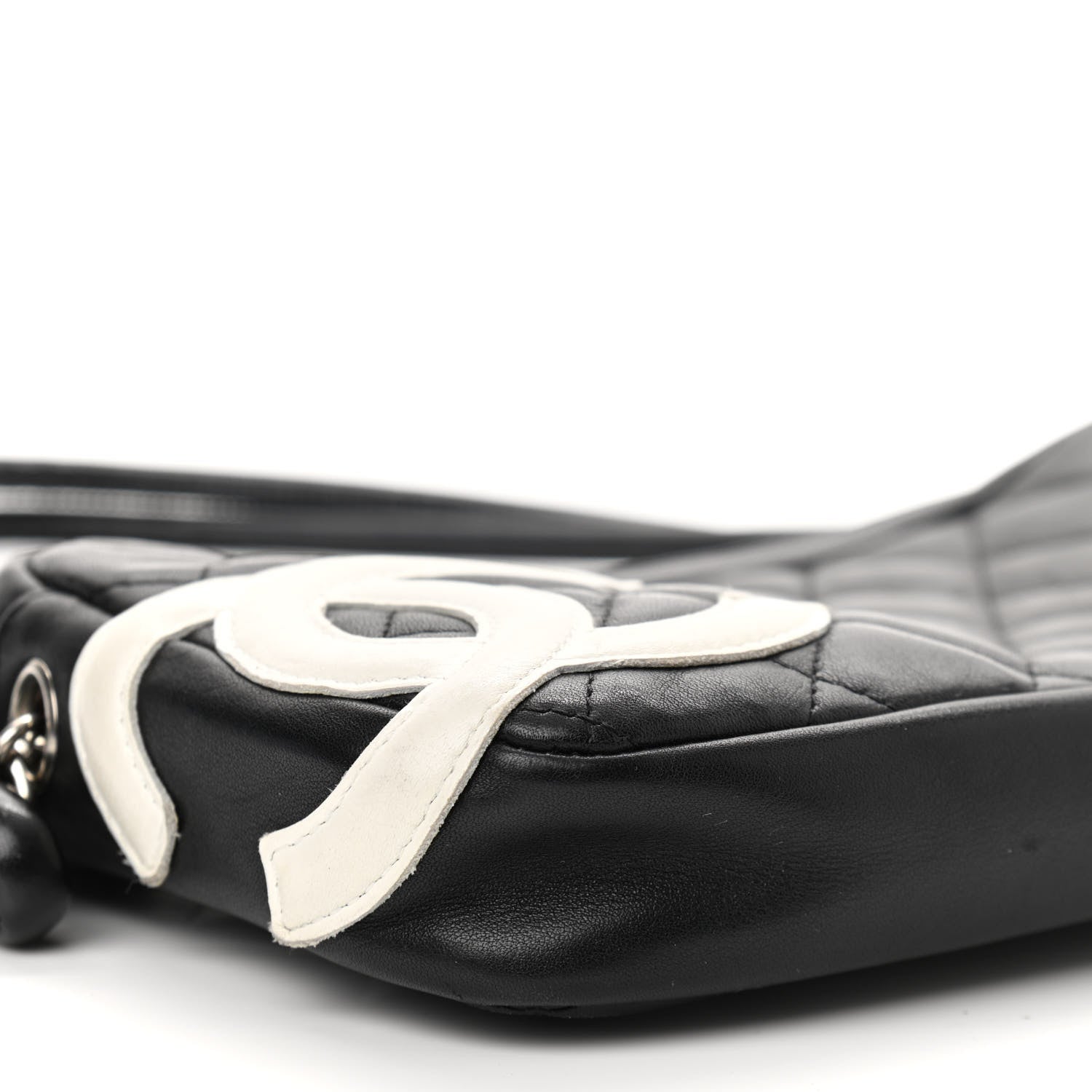 Chanel Calfskin Quilted Cambon Pochette Black White 9 of 11