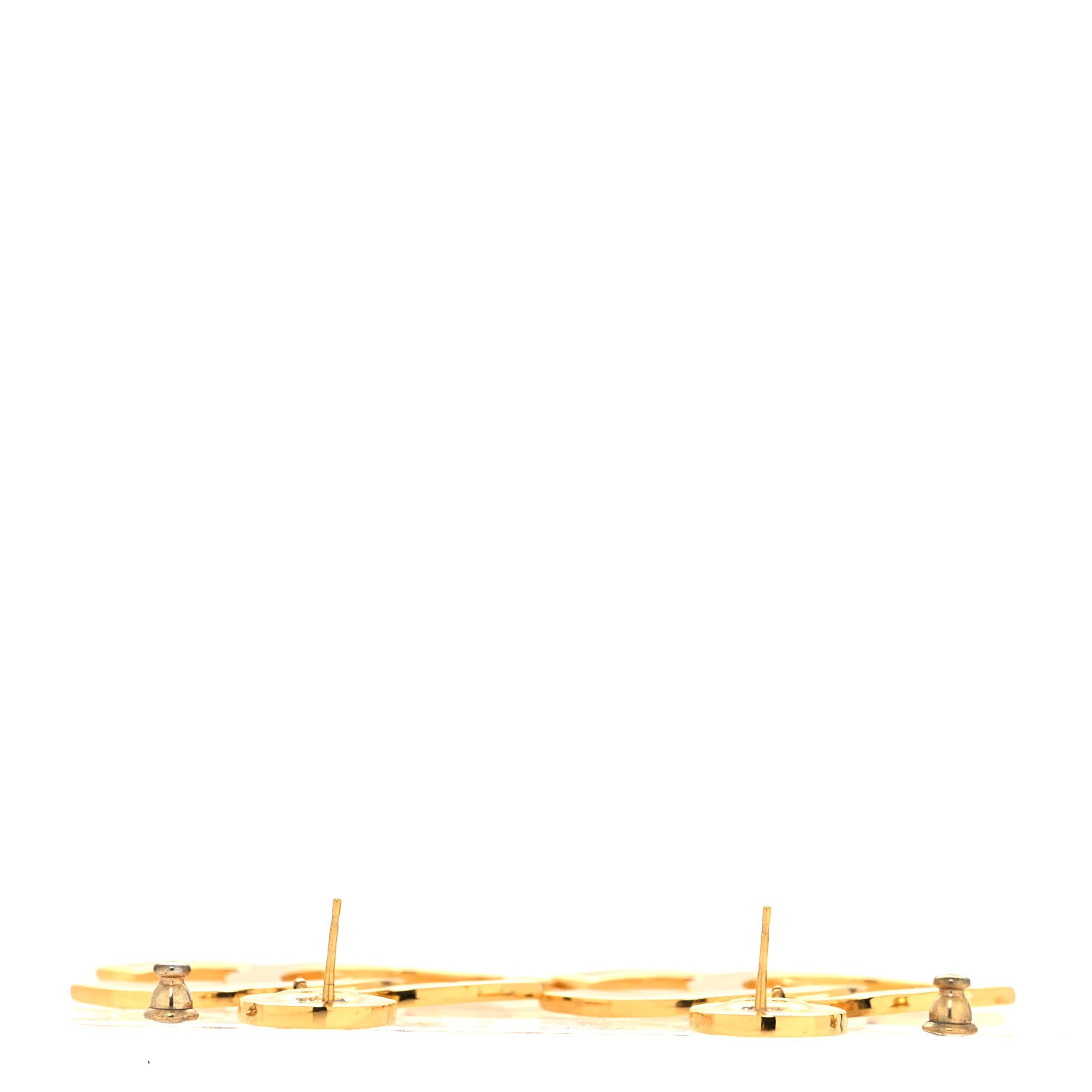 Chanel Metal Large Paris Button Earrings Gold 3 of 4