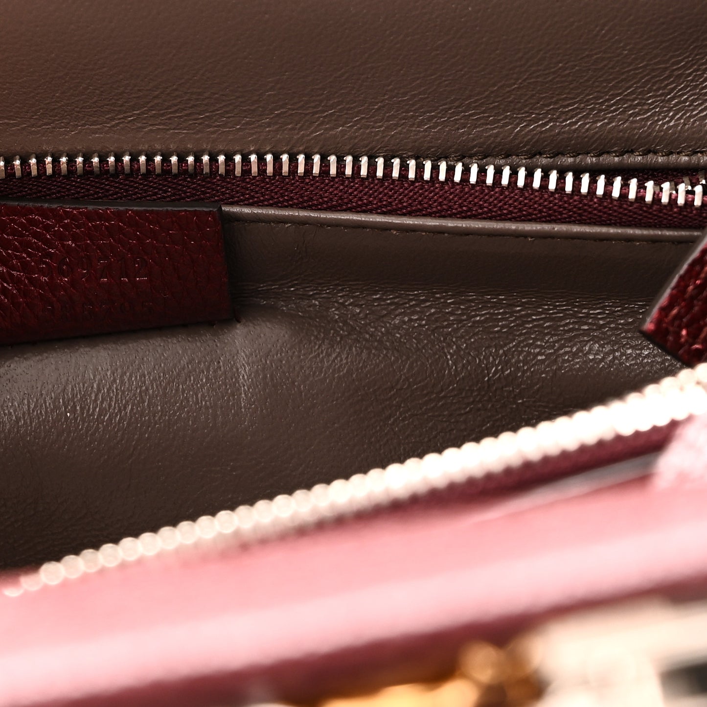 Grainy Calfskin Small Zumi Top Handle Bag Vintage Bordeaux