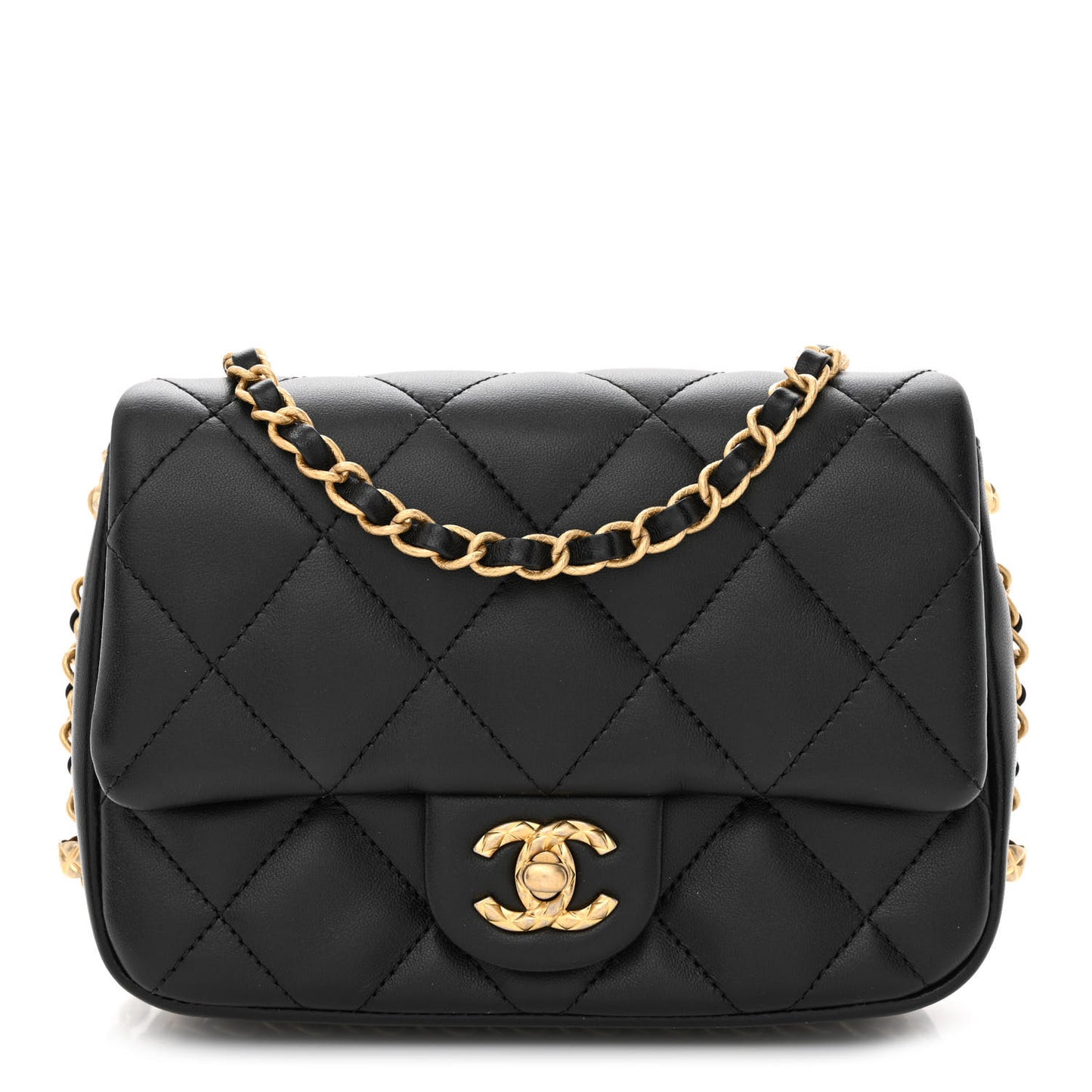 Lambskin Quilted CC Small Dynasty Flap Black