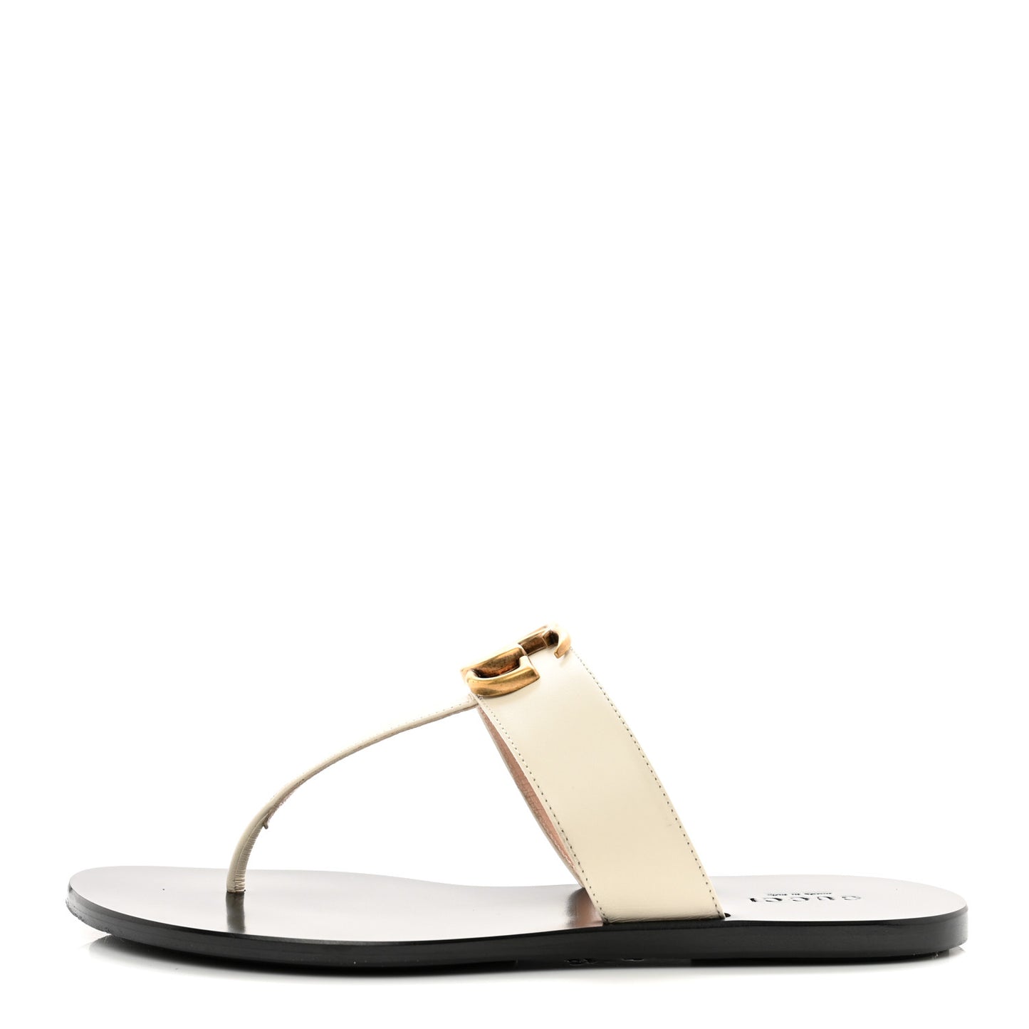 Calfskin GG Marmont Thong Sandals 36.5 Mystic White