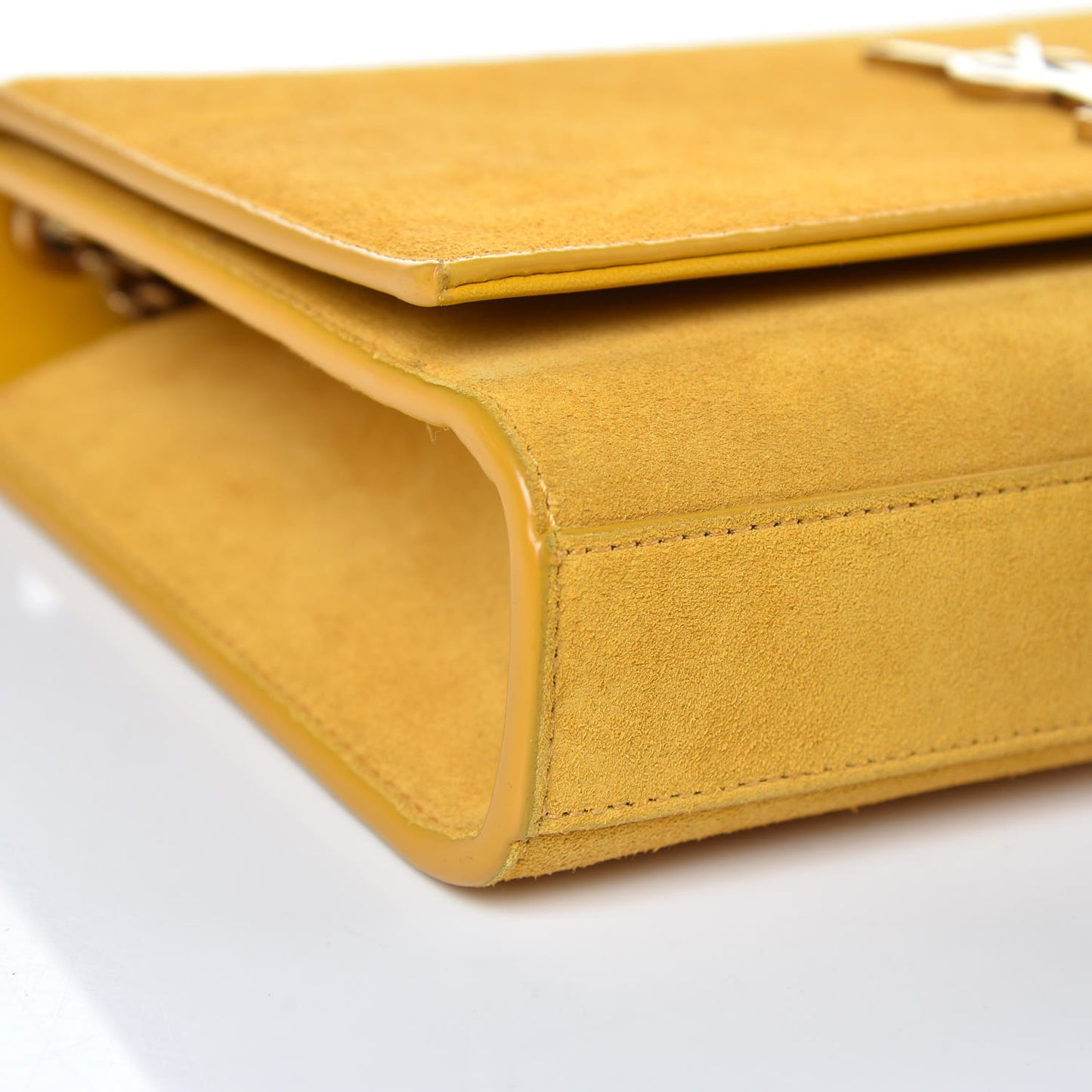 Suede Medium Classic Monogram Kate Tassel Satchel Saffron Yellow
