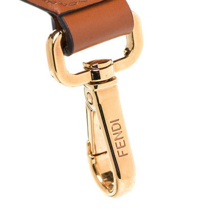 Fendi Ribbon Vitello King Logo Embossed Gingham Woven Adjustable Strap You Panna Black Cuoio 6 of 6