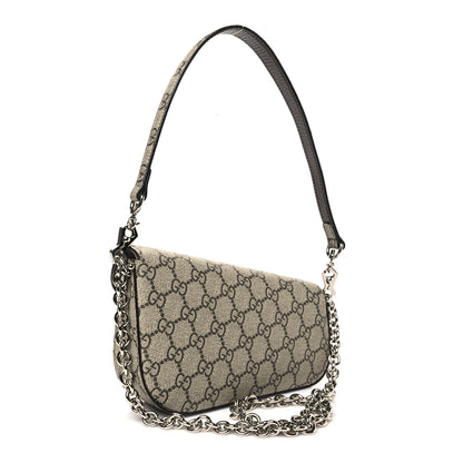 Gucci GG Supreme Monogram Mini Horsebit 1955 Asymmetric Shoulder Bag Beige Ebony 3 of 10