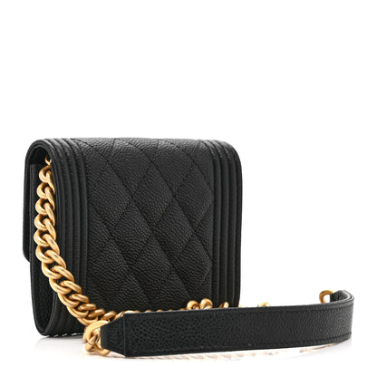 Chanel Caviar Quilted Boy Card Holder On Chain Black 3 of 11