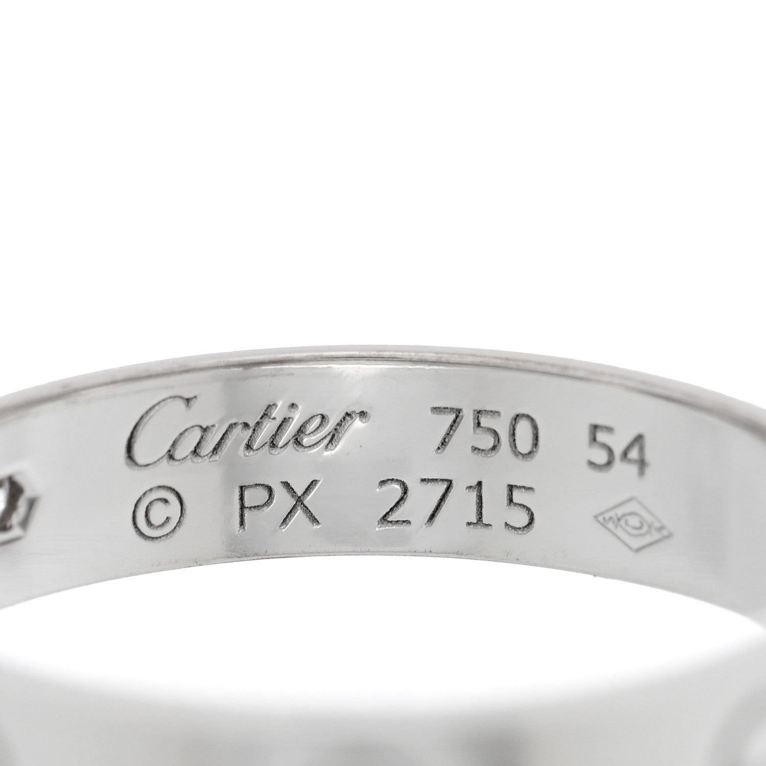 Cartier 18K White Gold Diamond 4mm LOVE Wedding Band Ring 54 7 4 of 4