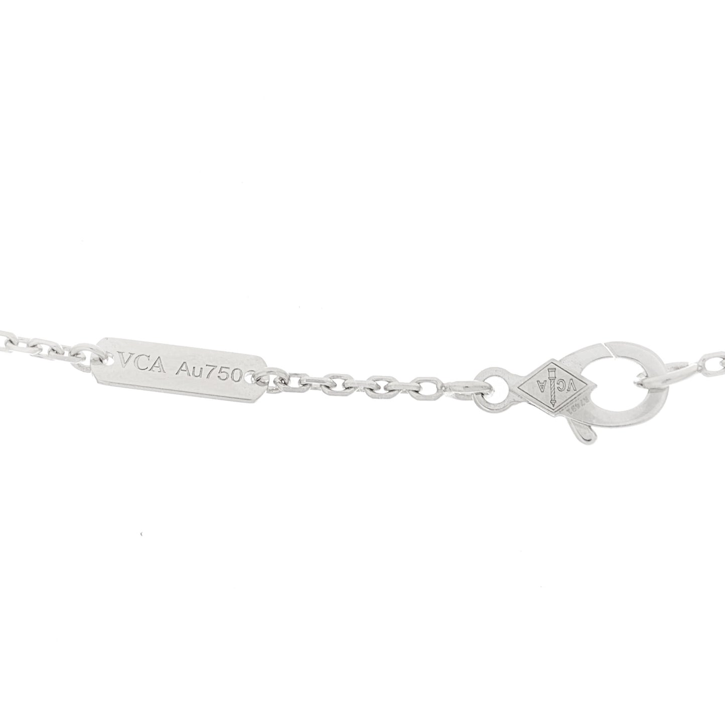 18K White Rose Gold Diamond Guilloche Vintage Alhambra Pendant Necklace