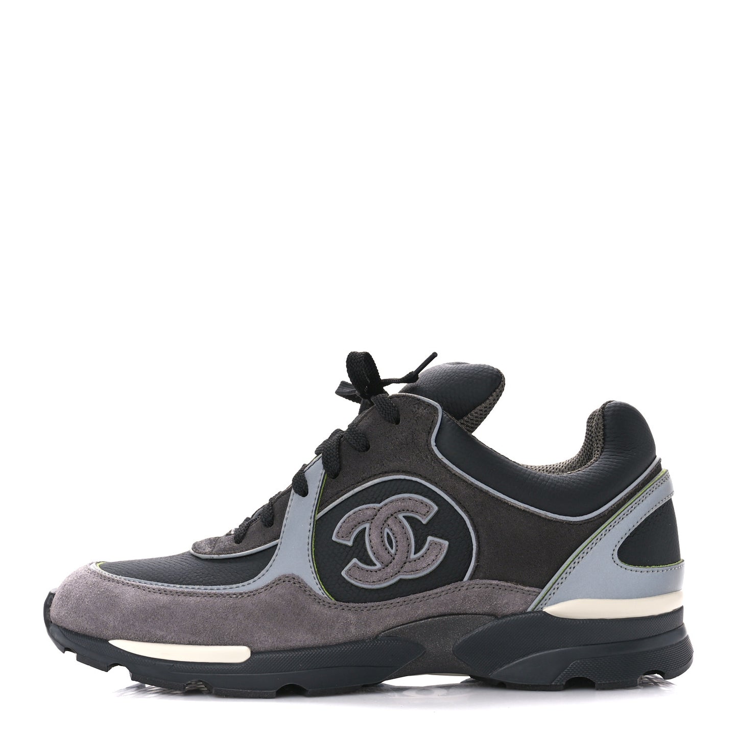 Calfskin Suede CC Sneakers 40 Black Grey