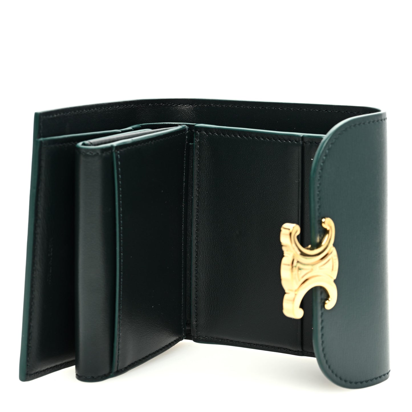 Shiny Calfskin Small Triomphe Wallet Amazone
