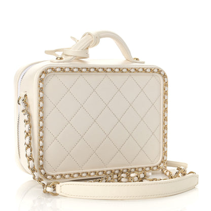 Chanel Goatskin Quilted Small CC Filigree Vanity Case White 3 of 9