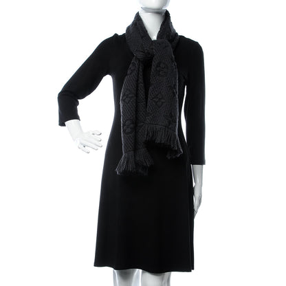 Louis Vuitton Wool Silk Logomania Scarf Charcoal Grey 2 of 3