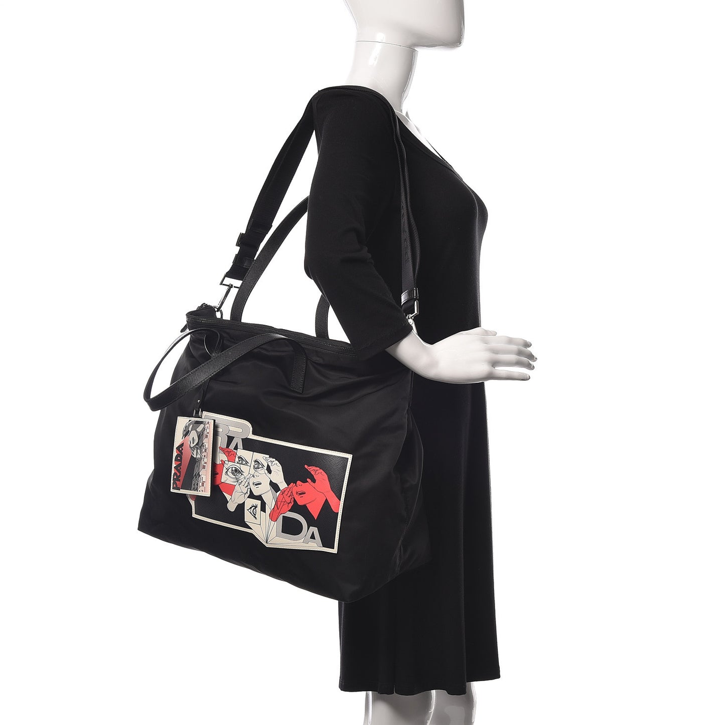 X JAMES JEAN Tessuto Nylon Patch Shopping Tote Black