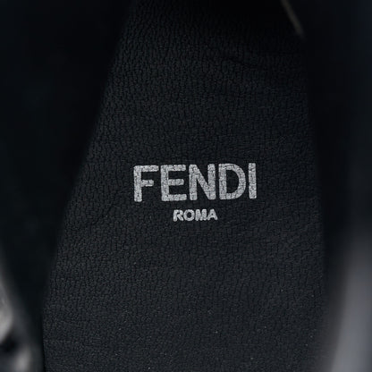Fendi Fabric Jacquard Vitello FF Domino 50mm Biker Boots 38 Black Asfalto 7 of 8