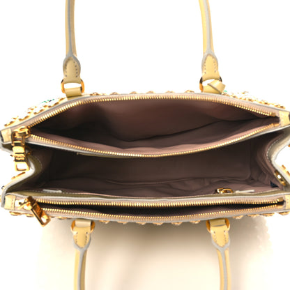 Prada Saffiano Vernice Studded Crystal Galleria Double Zip Tote Talco 4 of 9