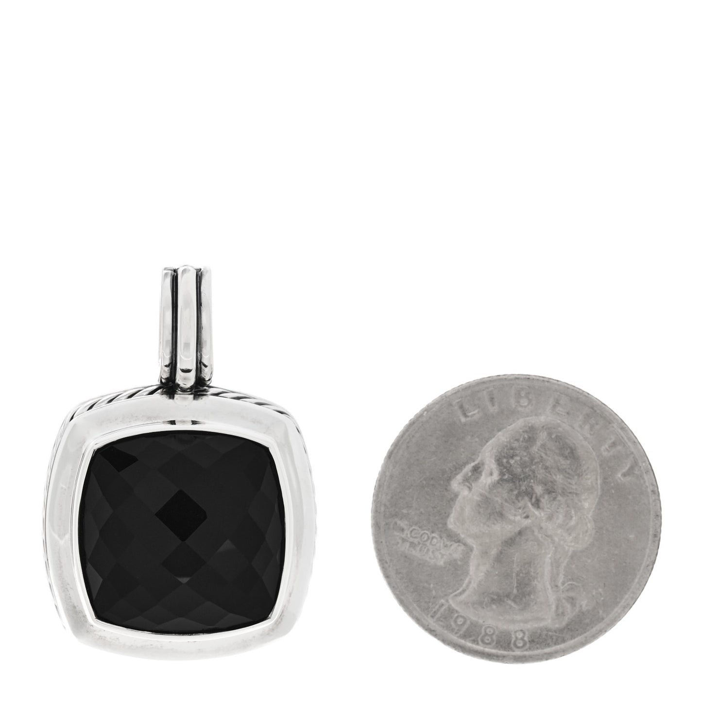 Sterling Silver Black Onyx 16mm Albion Enhancer Pendant