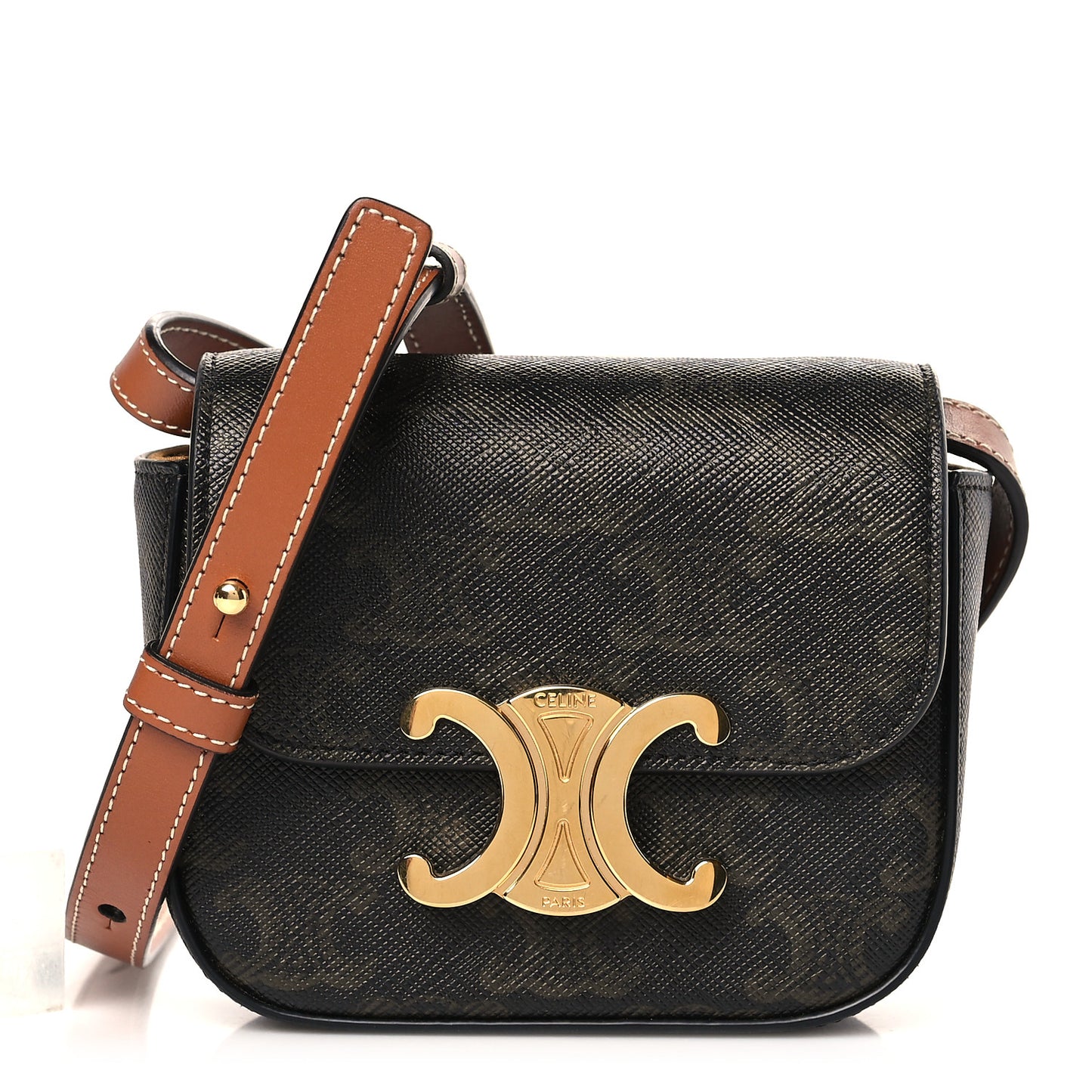 Triomphe Canvas Calfskin Mini Claude Tan