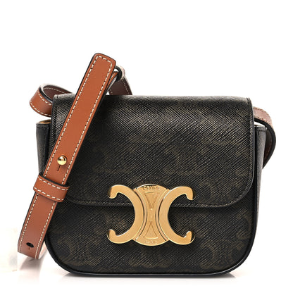 Celine Triomphe Canvas Calfskin Mini Claude Tan 1 of 9