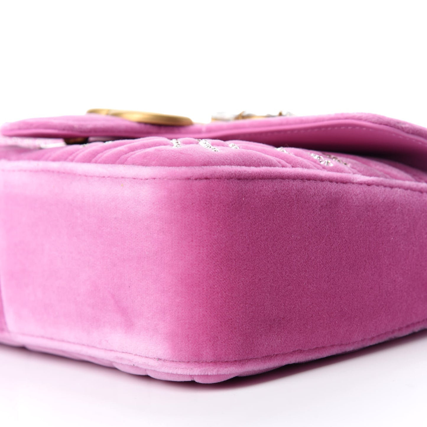 Velvet Matelasse Marquise Crystals Embroidered Small GG Marmont Shoulder Bag Malva