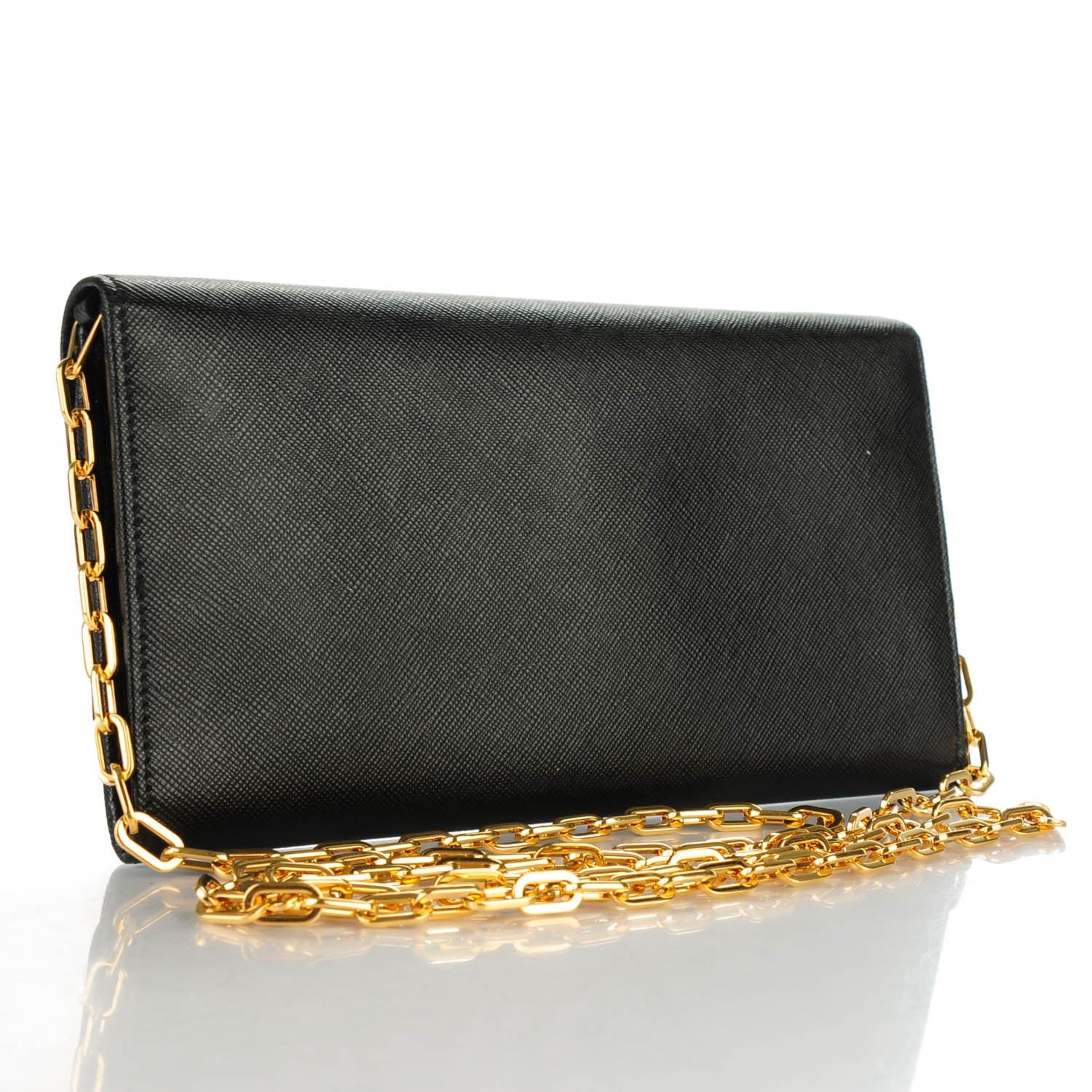 Prada Saffiano Metal Large Chain Wallet Nero Black 3 of 8