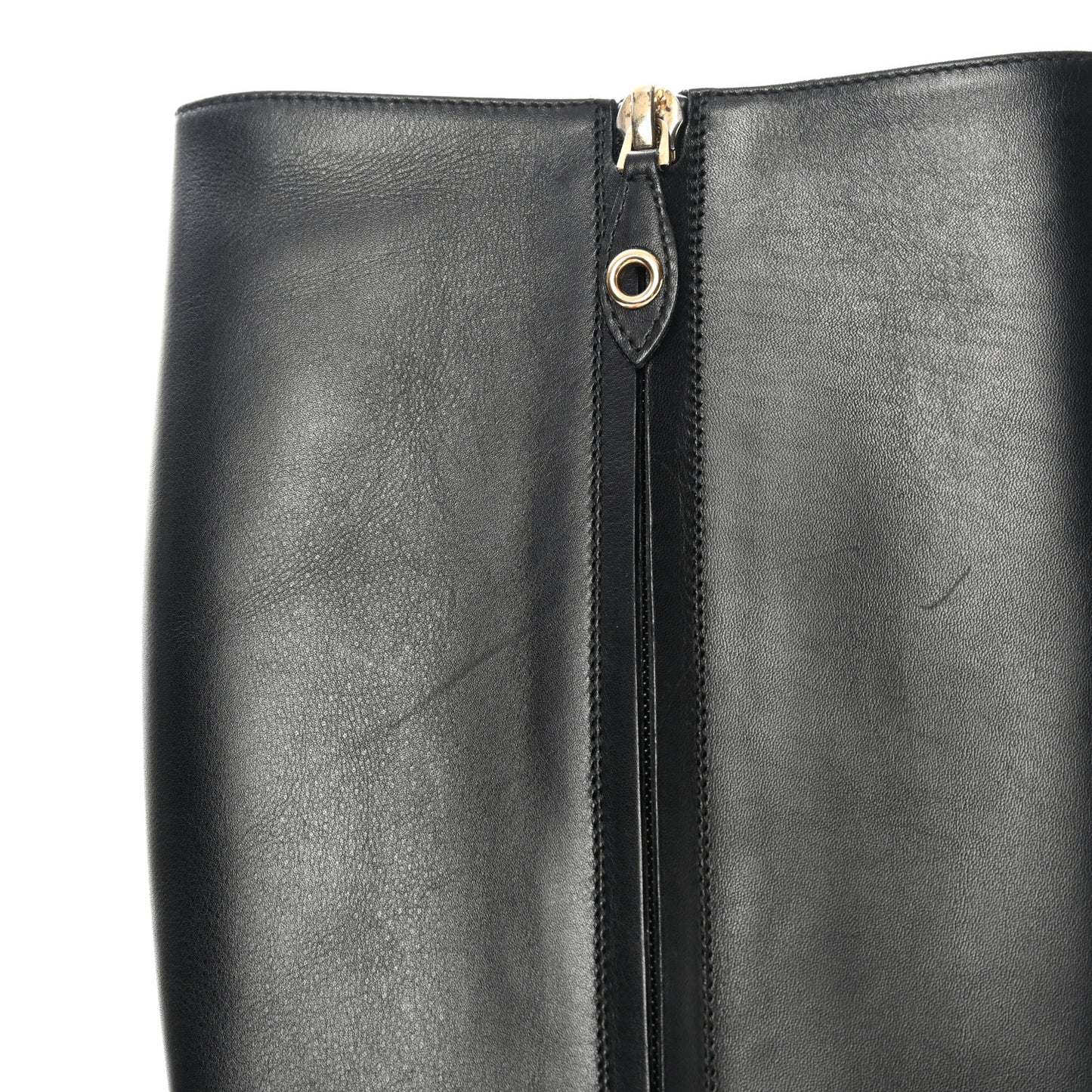 Calfskin Belted High Boots 36.5 Black