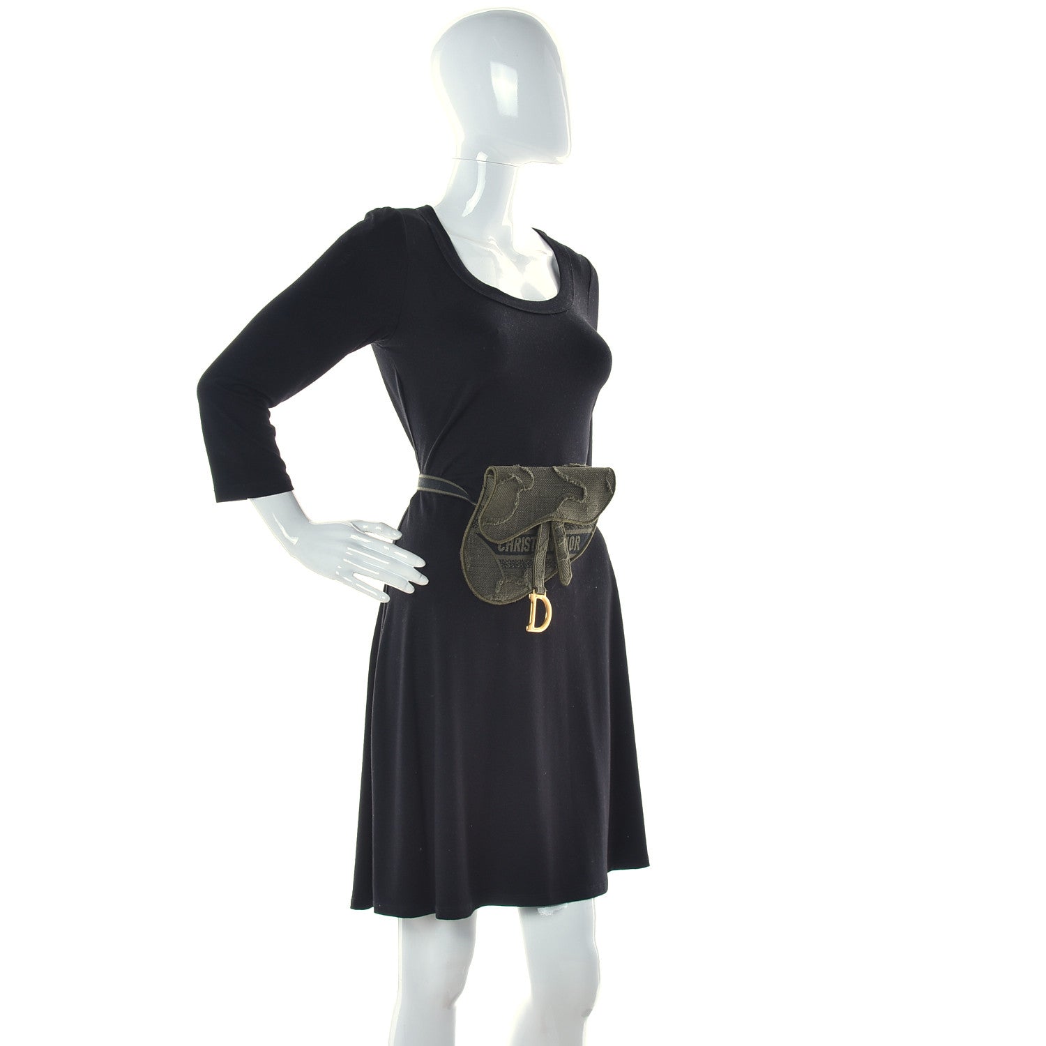 Christian Dior Canvas Embroidered Camouflage Saddle Belt Bag Green 2 of 7