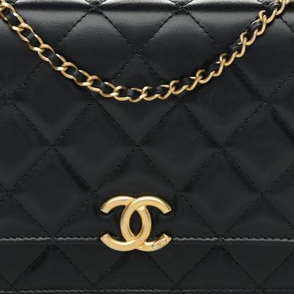 Chanel Calfskin Quilted Perfect Fit Wallet On Chain WOC Black 9 of 12