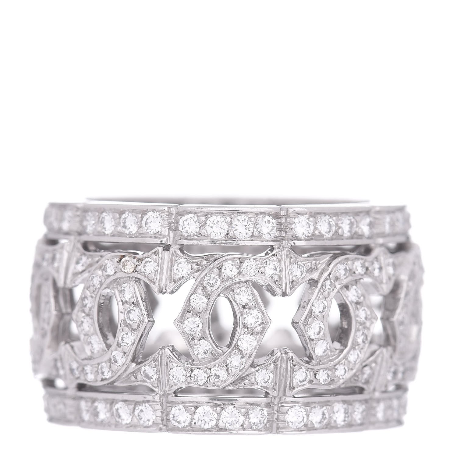 Cartier 18K White Gold Diamond Entrelaces Ring 53 6.25 3 of 5