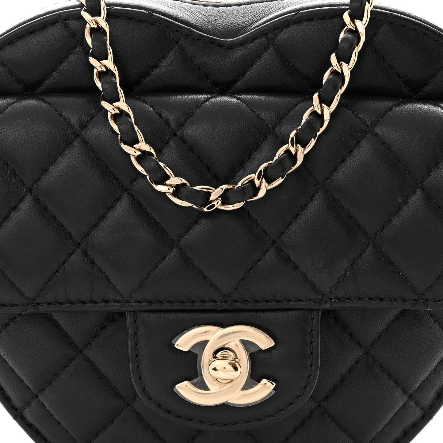 Lambskin Quilted CC In Love Heart Bag Black