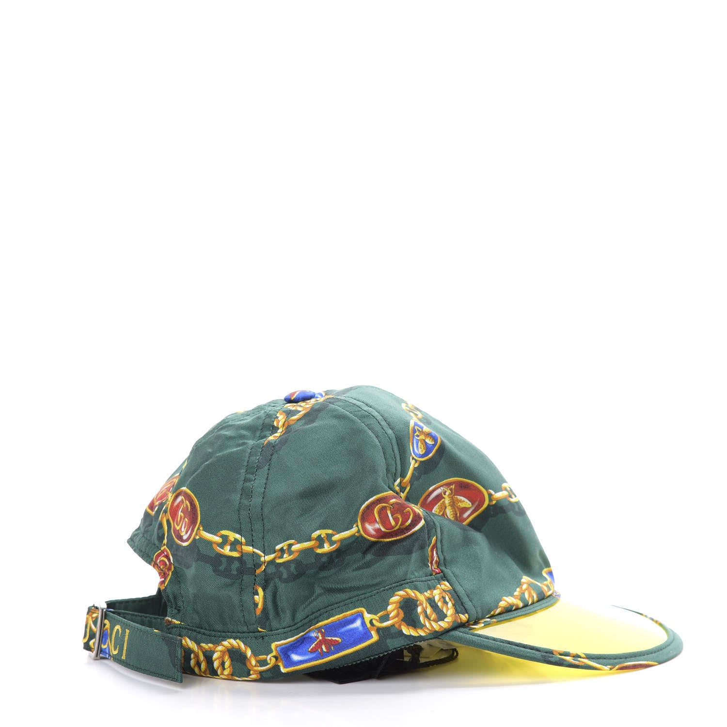 Gucci Silk PVC Chain Print Baseball Cap Green 5 of 10