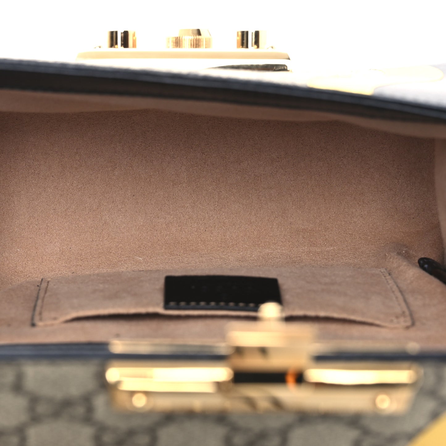 Calfskin GG Supreme Monogram Small Padlock Shoulder Bag Black Gold