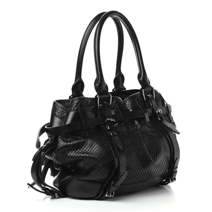 Burberry Perforated Calfskin Belted Bag Black 3 of 11