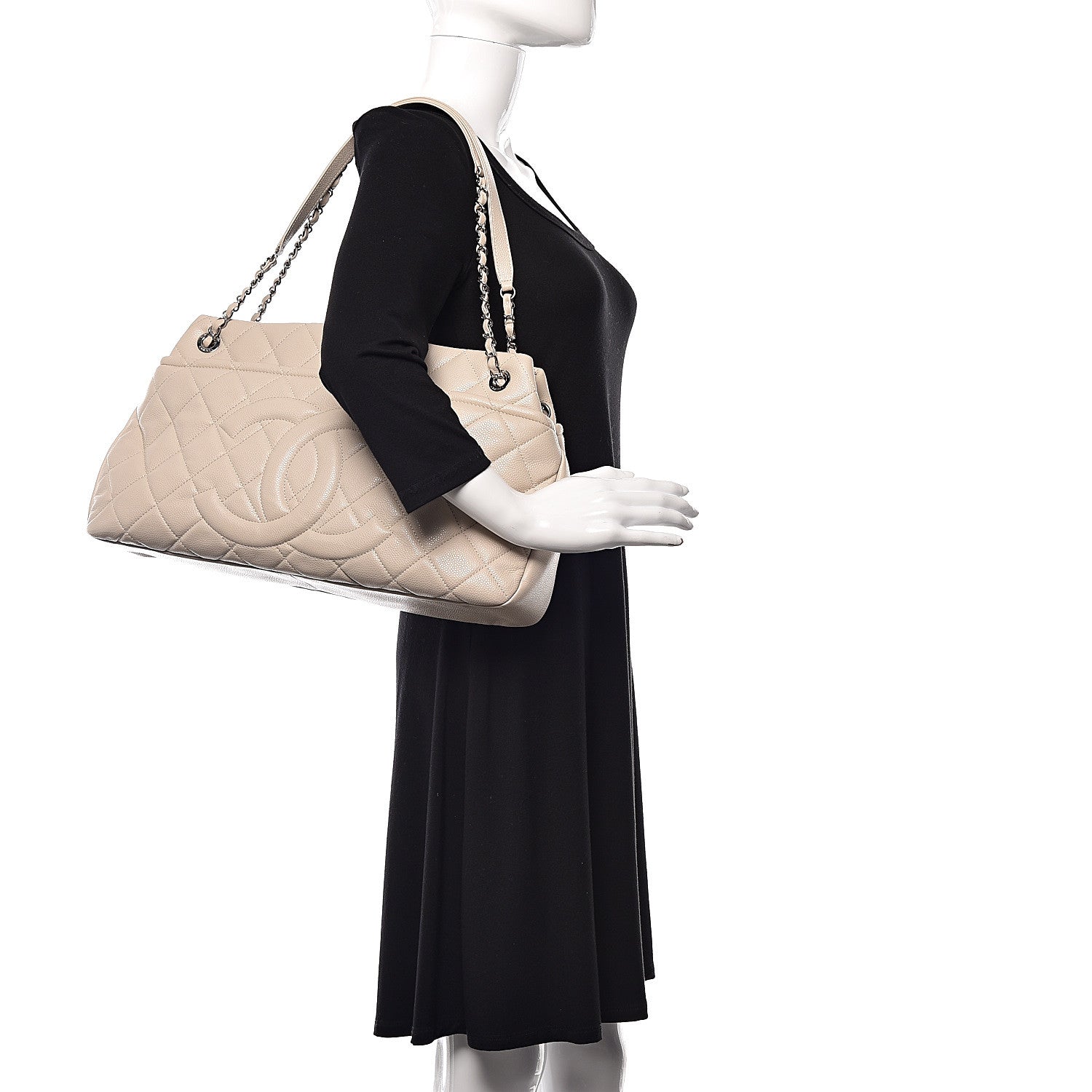 Chanel Caviar Quilted Timeless CC Soft Tote Off White 2 of 13
