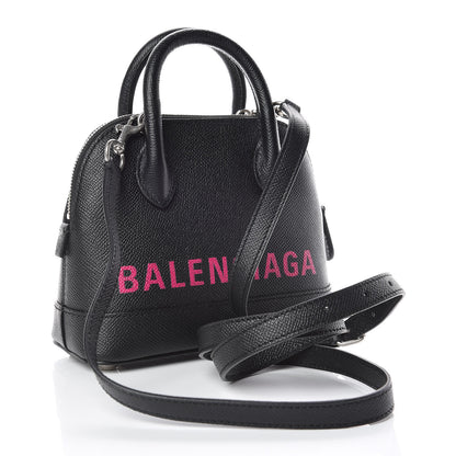 Balenciaga Signature Grained Calfskin Logo XXS Ville Top Handle Bag Black Rose Shocking 3 of 11