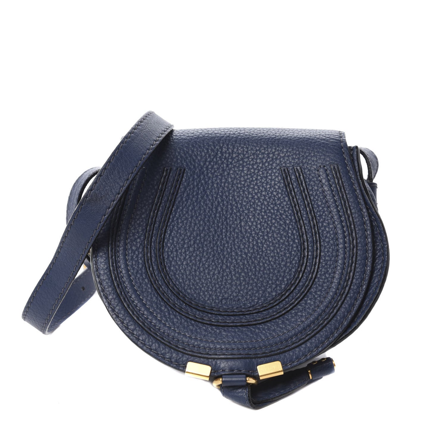 Calfskin Mini Marcie Round Crossbody Bag Royal Navy
