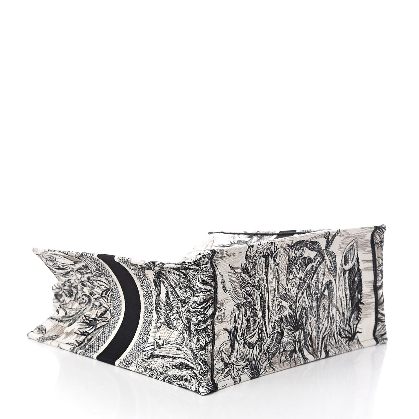 Canvas Embroidered Toile De Jouy Book Tote White Black