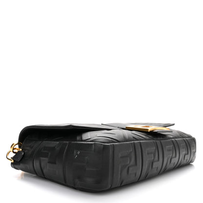 Fendi Nappa FF 1974 Embossed Large Baguette Black 6 of 12