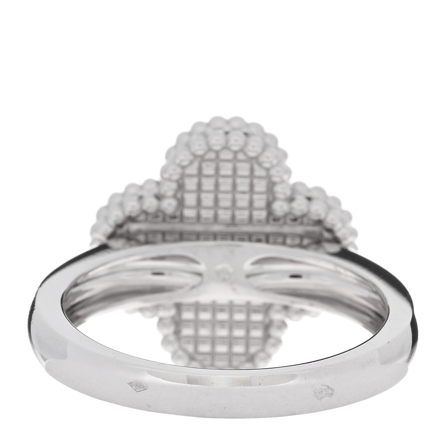 18K White Gold Guilloche Vintage Alhambra Ring 54 6.75