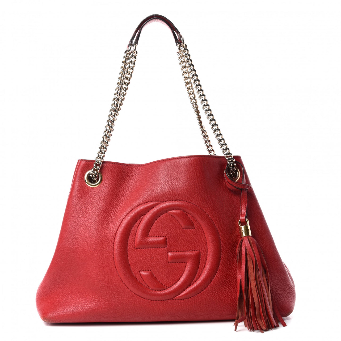 Pebbled Calfskin Medium Soho Chain Shoulder Bag Tabasco Red