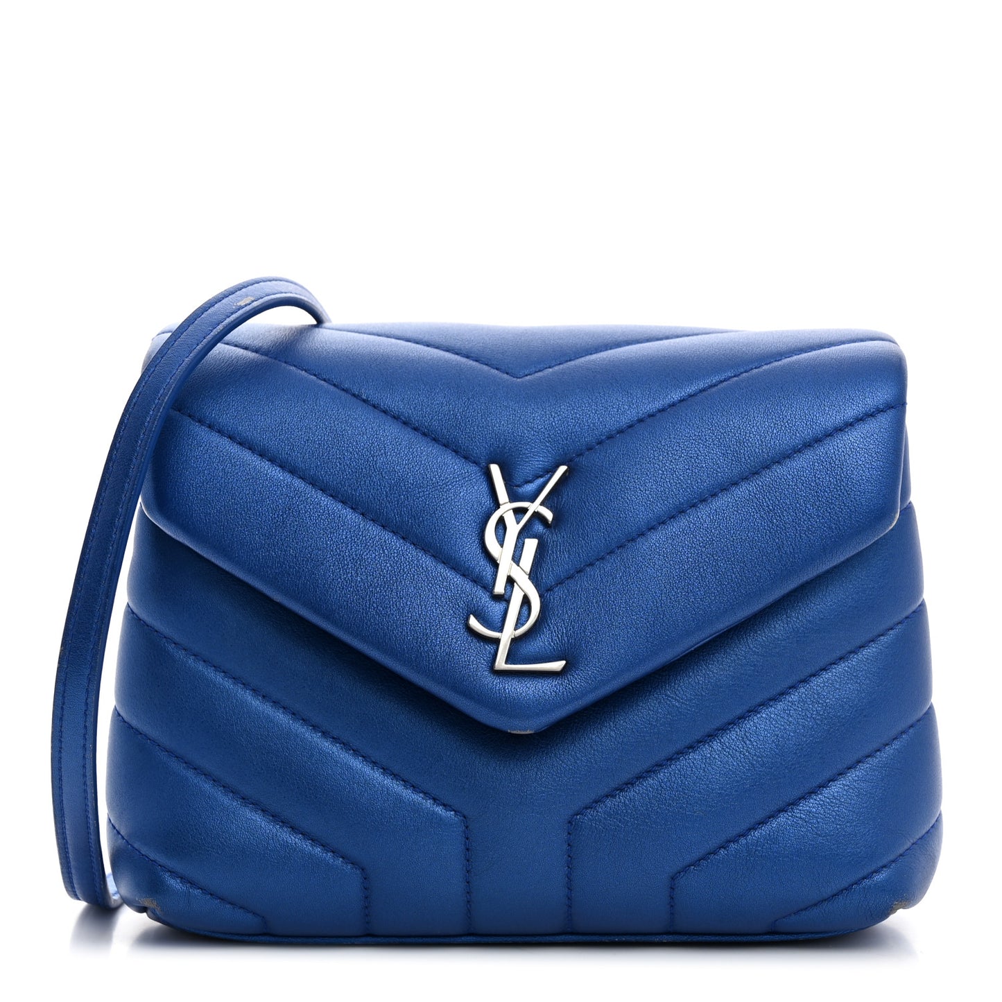Metallic Calfskin Y Quilted Monogram Toy Loulou Crossbody Bag Blue Royal
