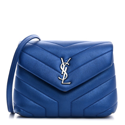 Saint Laurent Metallic Calfskin Y Quilted Monogram Toy Loulou Crossbody Bag Blue Royal 1 of 19