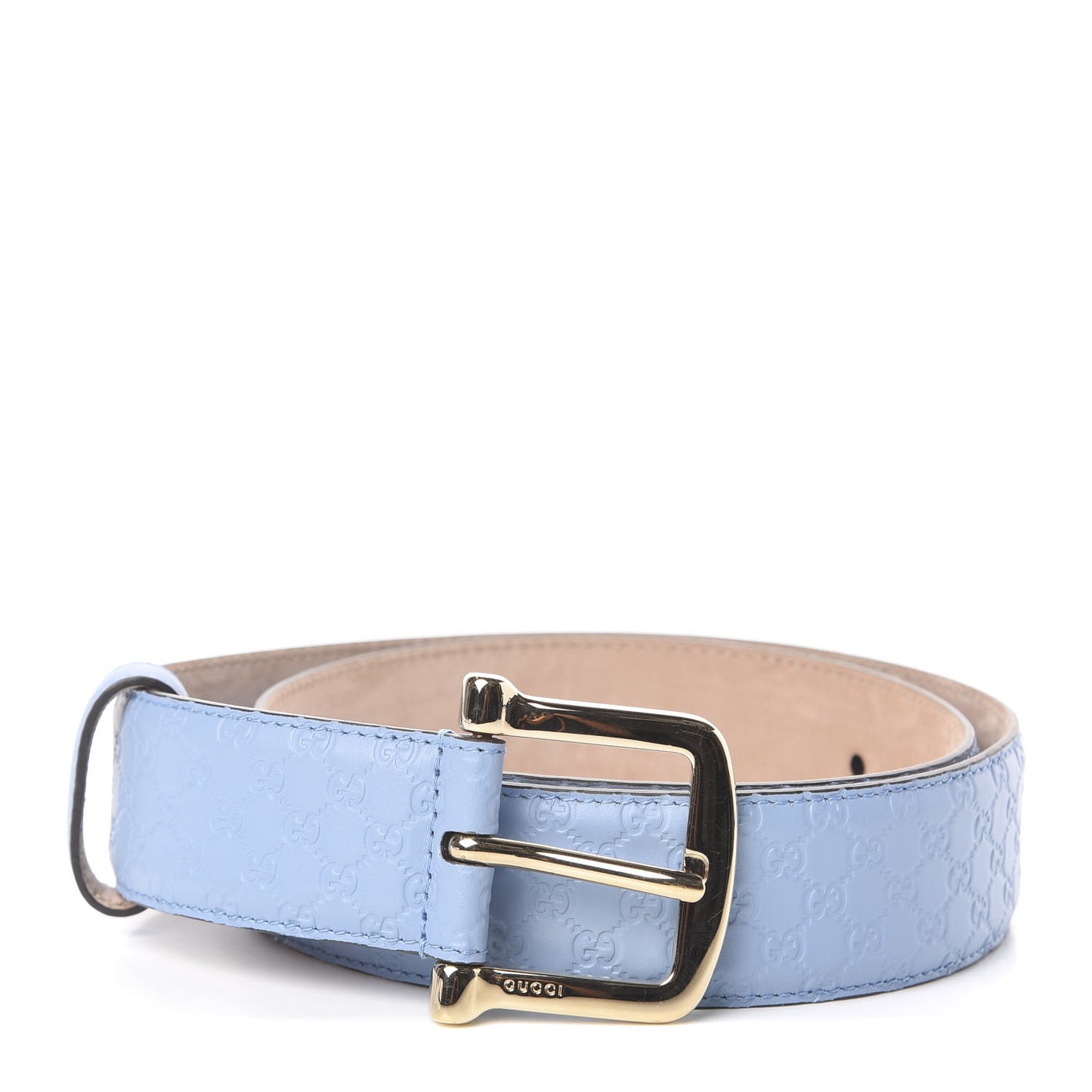 Soft Microguccissima Margaux Calfskin Belt 85 34 Mineral Blue