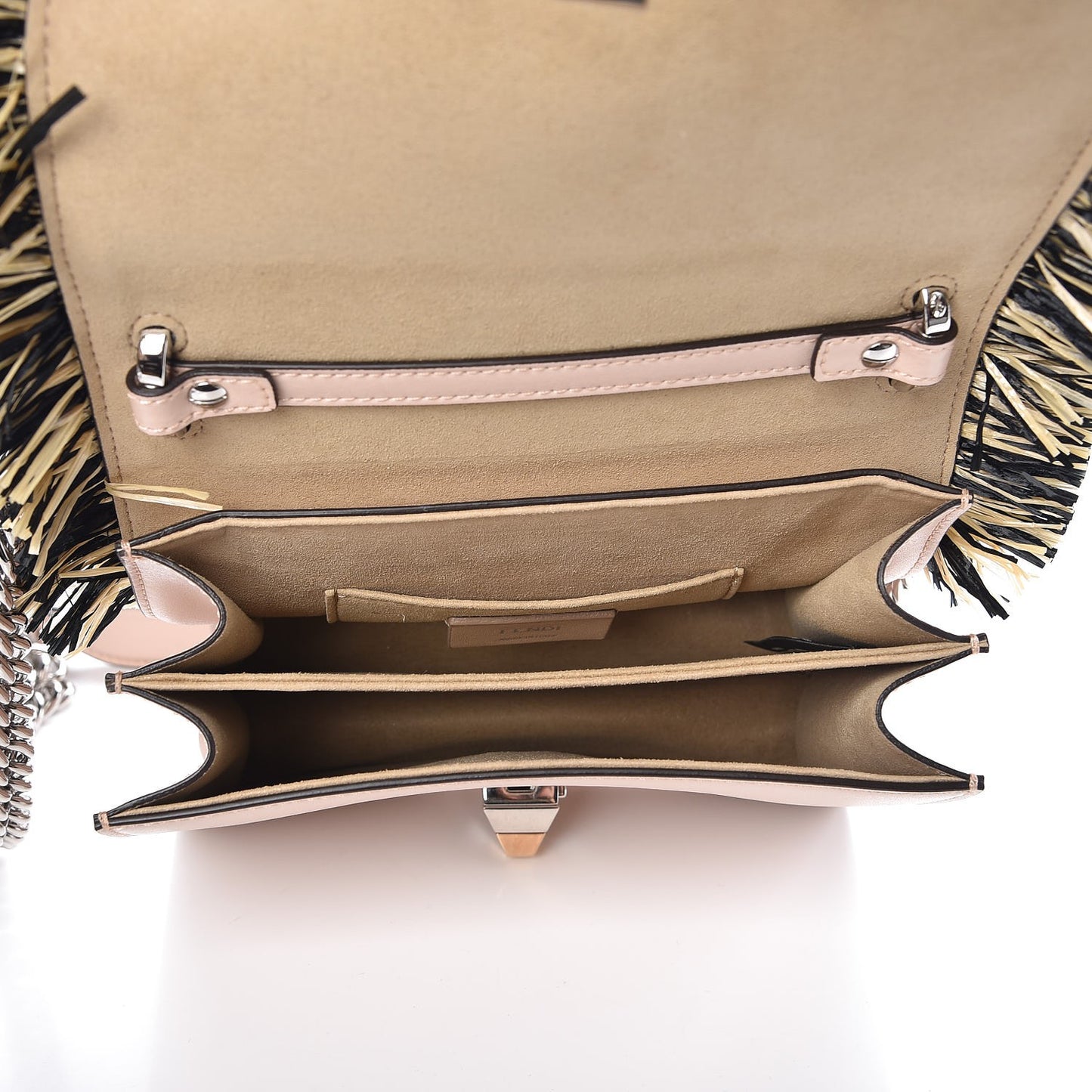 Calfskin Raffia F is Fendi FF Small Kan I Shoulder Bag Plaster Multicolor