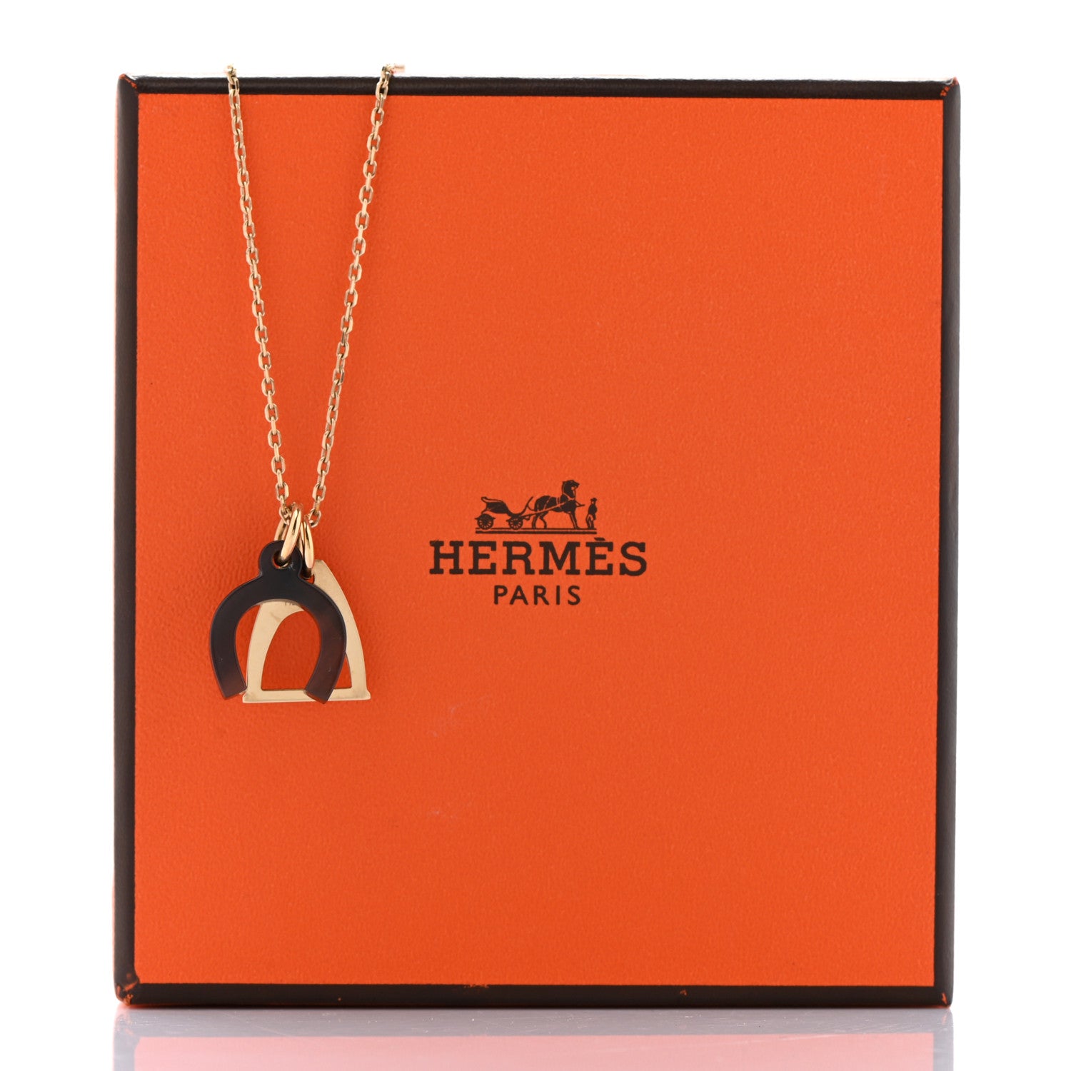 Hermes Permabrass Buffalo Horn Amulette Equestre PM Pendant Necklace Gold 7 of 7