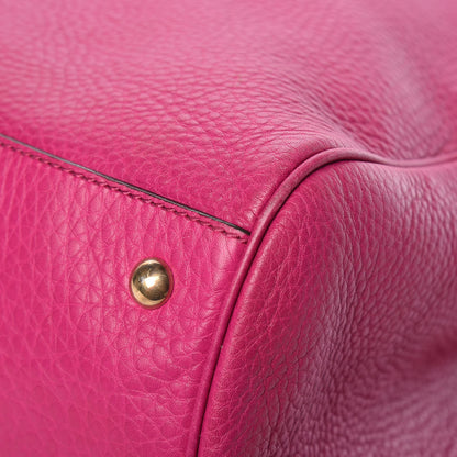 Gucci Pebbled Calfskin Large Bamboo Shopper Tote Bright Bougainvillea 12 of 14