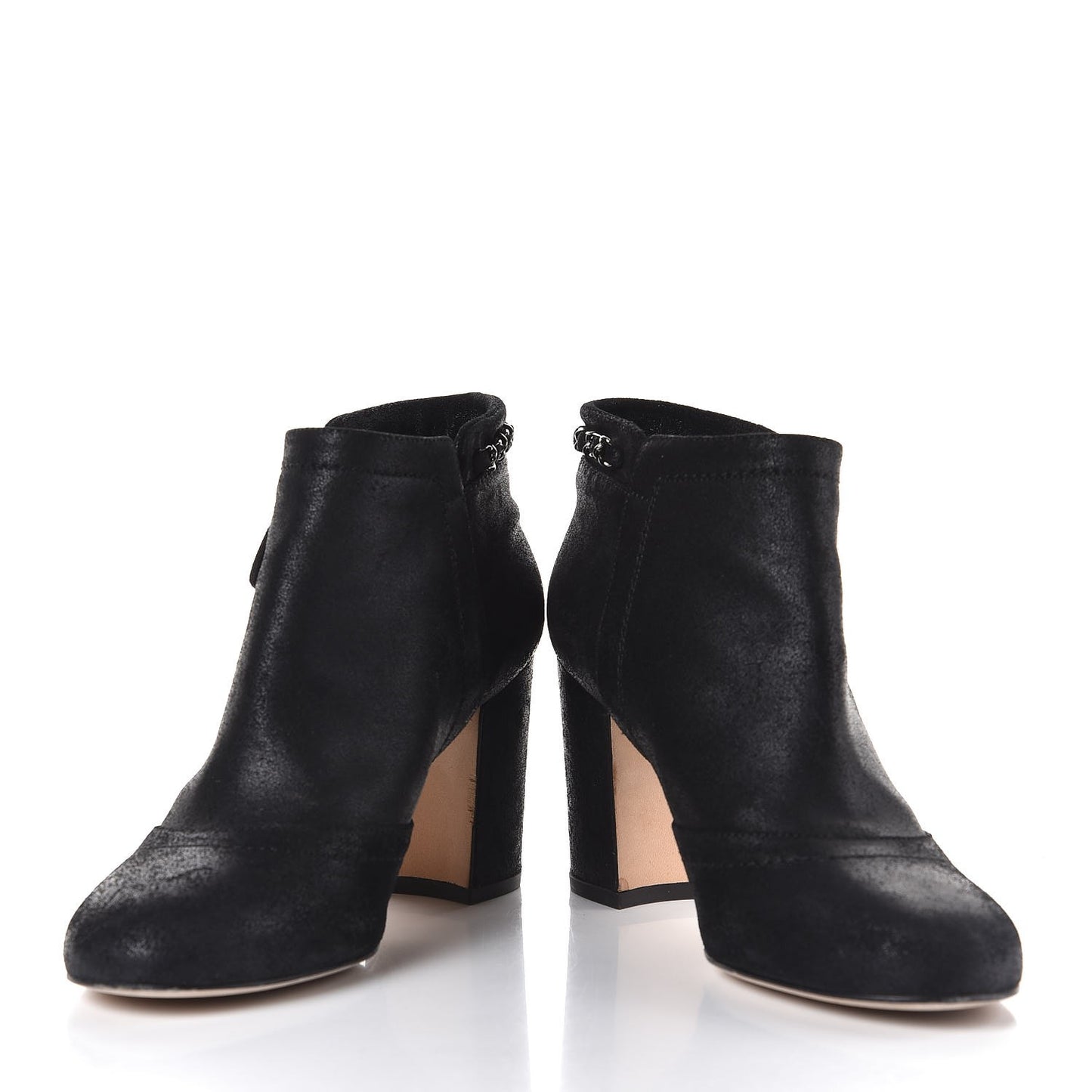 Suede CC Chain Ankle Boots 37 Black