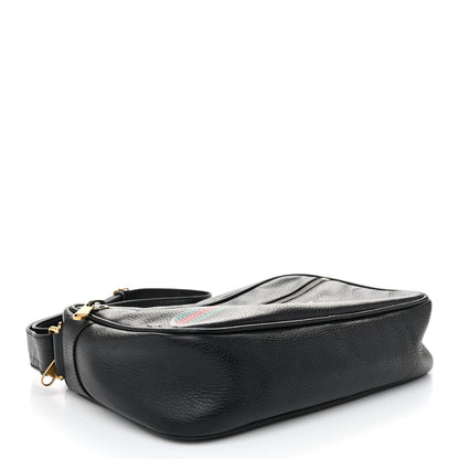 Gucci Pebbled Calfskin Logo Messenger Bag Black 4 of 14