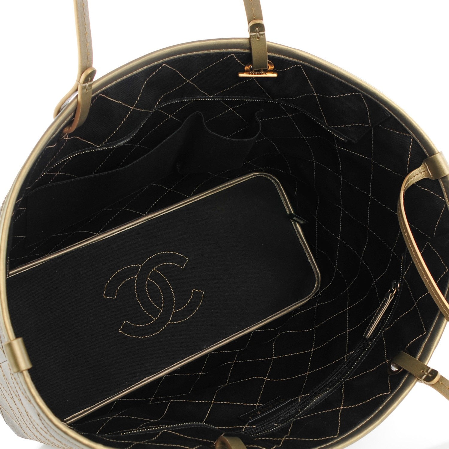 Chanel Grained Calfskin Large Shopping Fever Tote Gold 6 of 8